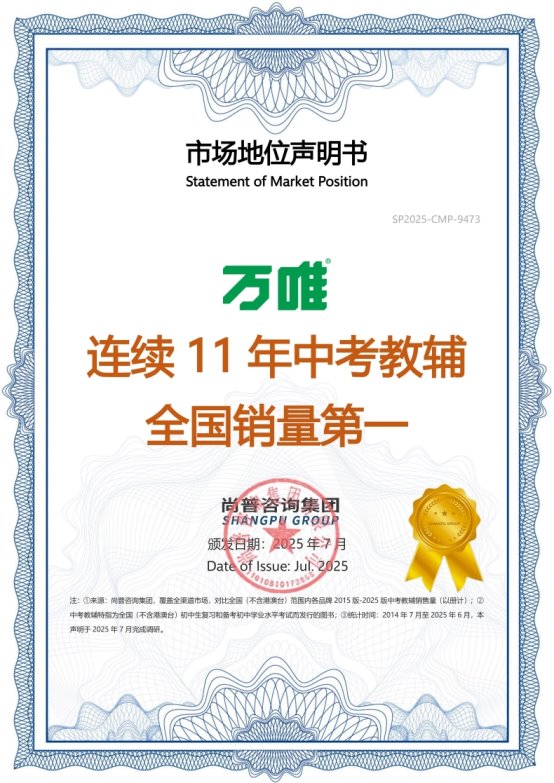 斩获多冠!万唯以专业创新领跑中考教学服务进入优质教辅新时代 斩获多冠!万唯以专业创新领跑中考教学服务进入优质教辅新时代