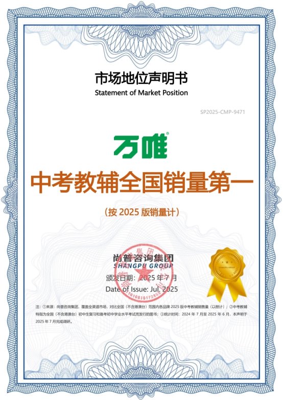 斩获多冠!万唯以专业创新领跑中考教学服务进入优质教辅新时代 斩获多冠!万唯以专业创新领跑中考教学服务进入优质教辅新时代