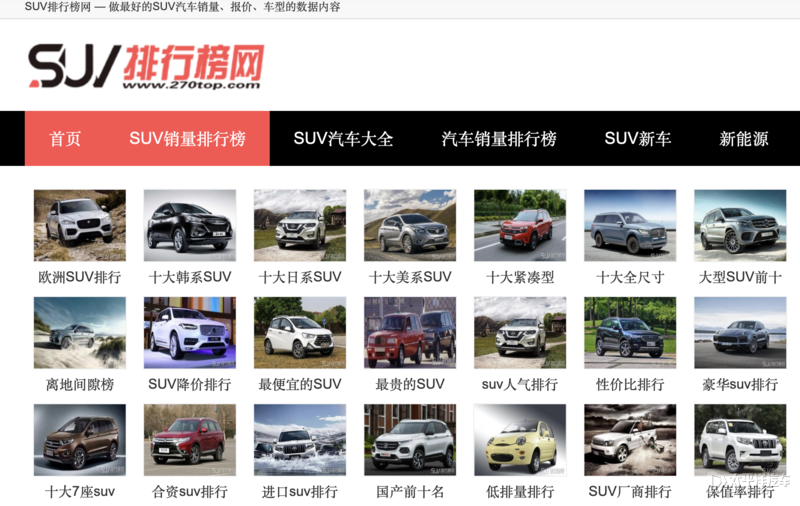 SUV排行榜网推荐各价位段购车全攻略