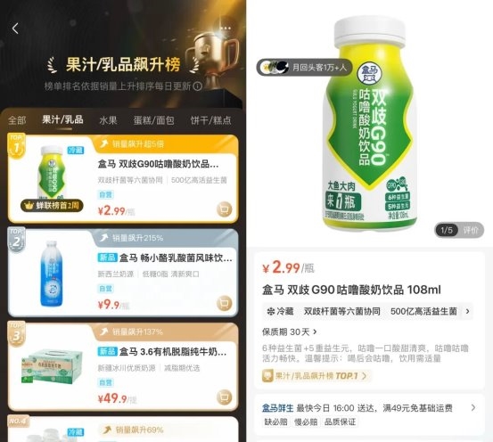 拿下盒马乳品榜TOP1：一瓶“会咕噜”的酸奶凭什么卖爆？